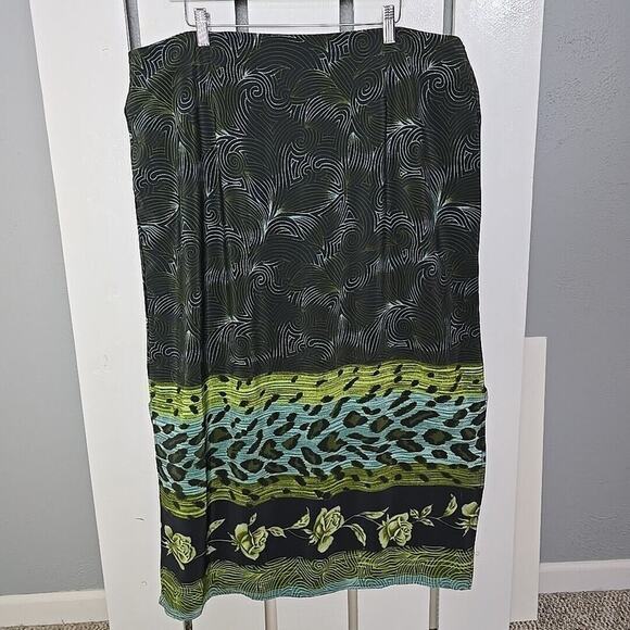Esmerelda Fashions 2X Plus Art To Wear Rose Animal Print Flowy Maxi Artsy Skirt - Picture 1 of 9